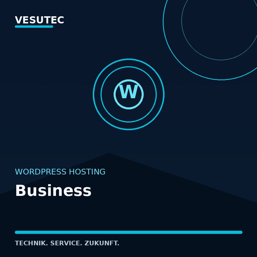 WordPress Hosting Business von VESUTEC mit 30 GB SSD-Webspace und Bis zu 3 WordPress-Websites