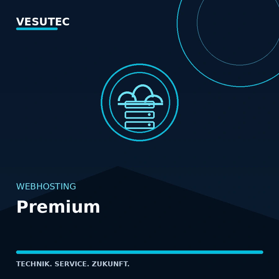 Webhosting Premium von VESUTEC mit 50 GB SSD, mehreren Websites und priorisiertem Support