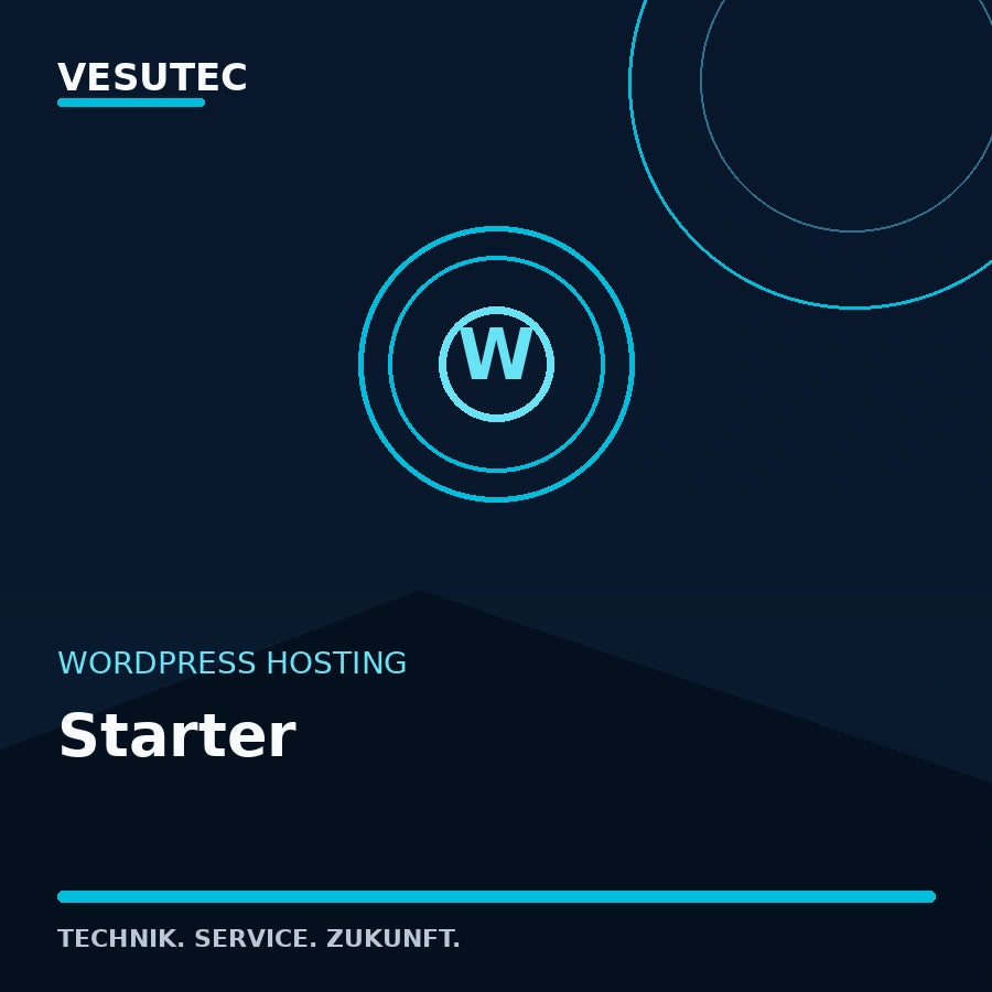WordPress Hosting Starter von VESUTEC mit 15 GB SSD-Webspace und 1 WordPress-Website